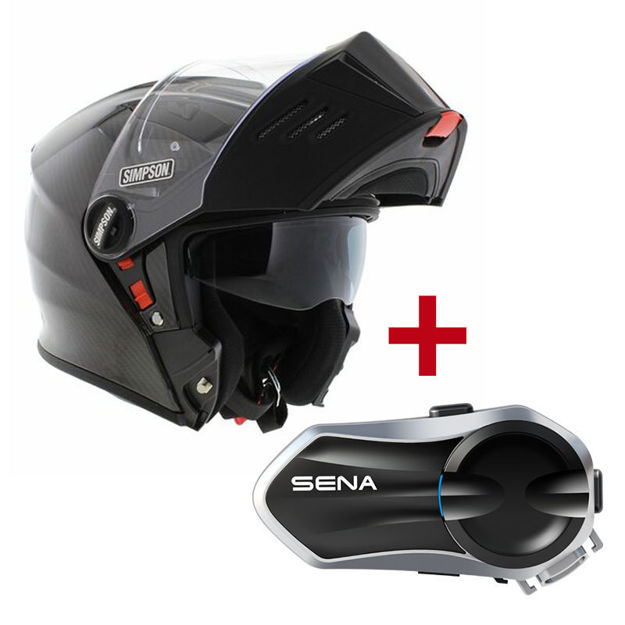 קסדה נפתחת SIMPSON DARKSOME שחור מט + דיבורית SENA I30