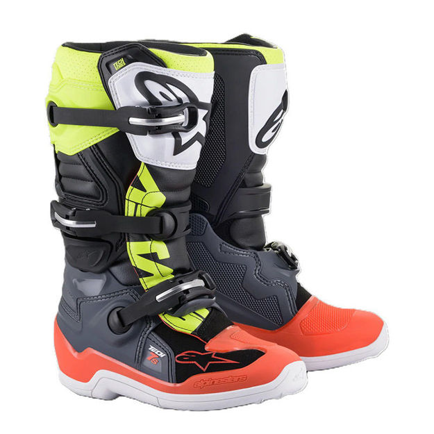 מגפי שטח נוער ALPINESTARS Tech 7S אפור כהה/אדום/צהוב