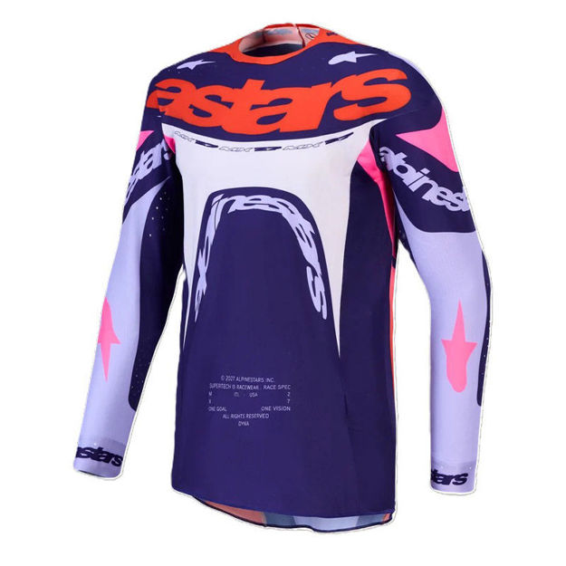 חולצת רכיבה SUPERTECH DYNA אפור בהיר/סגול/ורוד ALPINESTARS