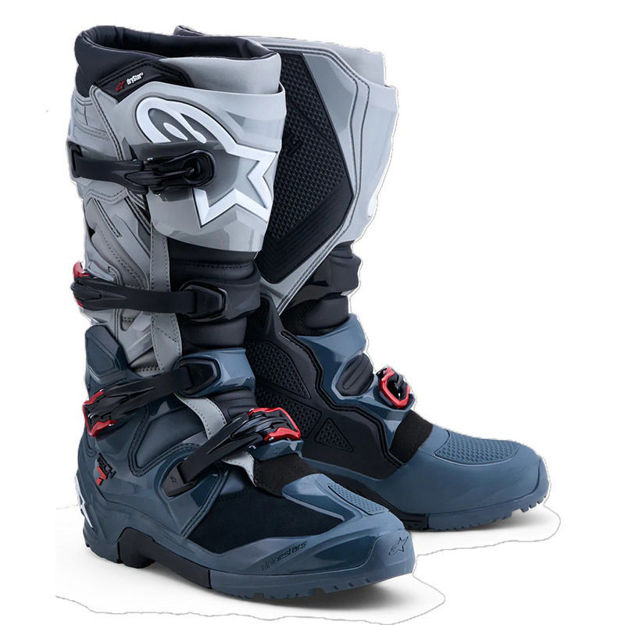 מגפי TECH 7 ENDURO DS אפור חום אדום ALPINESTARS
